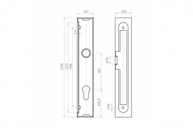 PSG 63.227 Cassette pour serrure 90/22 pour profilé 40x40