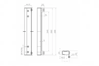 PSG 63.229 Loquet à visser, caisson h=298 l=44,5 (48)