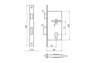 PSG 63.237 Gate slide bolt lock 72-55/30