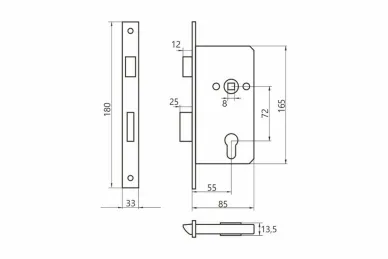 PSG 63.240 Gate slide bolt lock 72-55/40