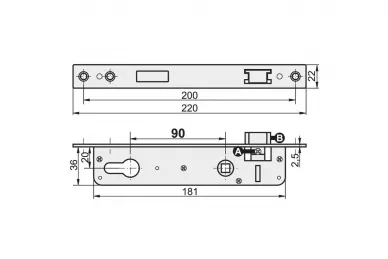 PSG 63.243 Latch and slide bolt lock 90/20 for 40X40 post