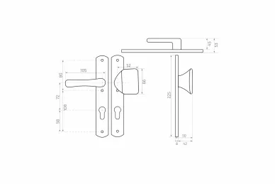 PSG 63.286.72.00 Pull handle-door handle, long escutcheon, yale 72