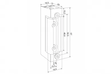 PSG 63.309 Elektrozaczep symetryczny wąski regulowany radialny z pamięcią 1433rf 12-24v ac/dc
