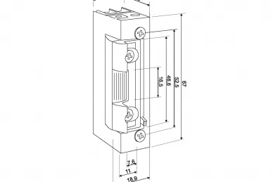 PSG 63.315 Gâche électrique symétrique pour tôles avec glissière 1433rfw 12-24 V CA/CC avec mémoire - étroite, réglable, radiale