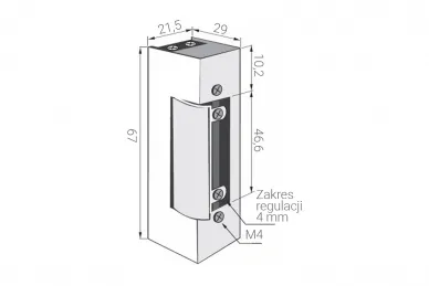 PSG 63.318 Gâche électrique symétrique 1720R 12-24 V CA/CC avec verrouillage - étroite, réglable, largeur 20,5 mm