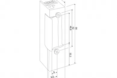 PSG 63.329 Gâche électrique asymétrique avec mémoire et verrouillage - H90 mm, universelle