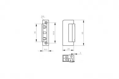 PSG 63.350 Gâche électrique symétrique 16,5 mm avec réglage 12V