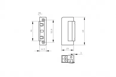 PSG 63.355 Gâche électrique symétrique 16,5 mm avec réglage, mémoire et verrouillage 12 V