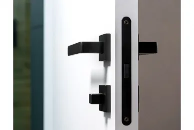 PSG 63.414 GENOVA-Türgriff, schwarz, gerade, mit quadratischem Schild