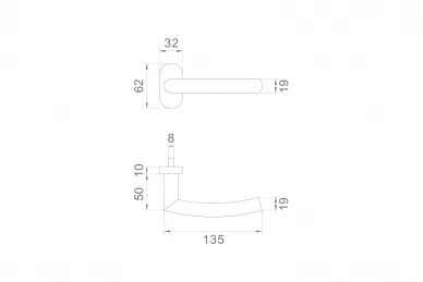 PSG 63.415 Maniglia RAVENNA arrotondata con placca ovale, in acciaio inox