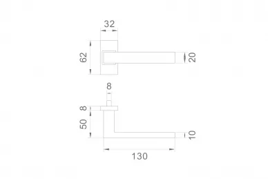 PSG 63.416 Maniglia NAPOLI rettangolare con placca rettangolare, in acciaio inox