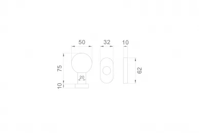 PSG 63.418 Bouton mobile rond avec plaque ovale, inoxydable