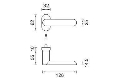 PSG 63.421 Verona stainless steel door handle with oval escutcheon, stainless