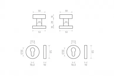 PSG 63.463 Set mit beweglichen Knöpfen, aus Edelstahl, runde Schilder
