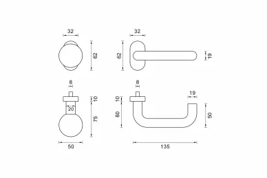 PSG 63.469 Handle-fixed knob set – stainless steel