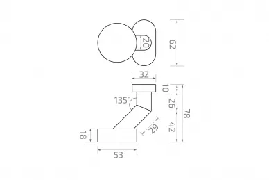PSG 63.471 Bouton fixe en acier inoxydable avec plaque ovale, argenté