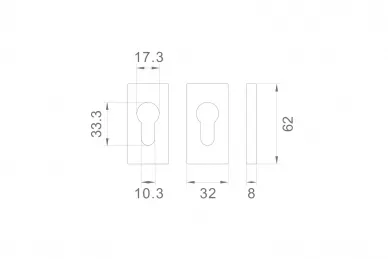 PSG 63.474 Plaque en acier inoxydable pour serrure de porte rectangulaire noire