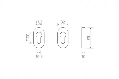 PSG 63.475 Plaque en acier inoxydable pour serrure de porte ovale noire