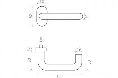 PSG 63.476 Poignée de porte LATINA en acier inoxydable avec plaque ovale noire