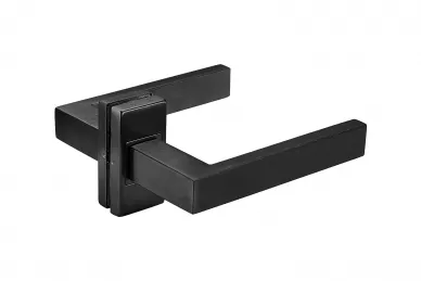 PSG 63.477 Poignée de porte CAPRI en acier inoxydable avec plaque rectangulaire noire