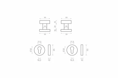 PSG 63.482 Fixed knob - fixed knob set, stainless steel, with round escutcheons