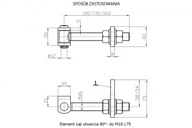 PSG 64.017 L75 connector for M16 hinge