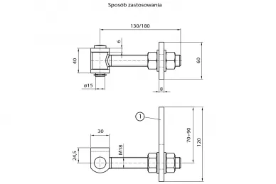 PSG 64.018 Łącznik L120 do zawiasu M18