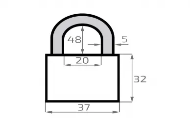 PSG 64.436 Kłódka QLOCK 40 mm żeliwna, długi pałąk, szara