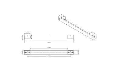 PSG 64.P10DP90500.SUM Double-sided rectangular handrail 90°, steel, black, 40x500mm (universal, painted)