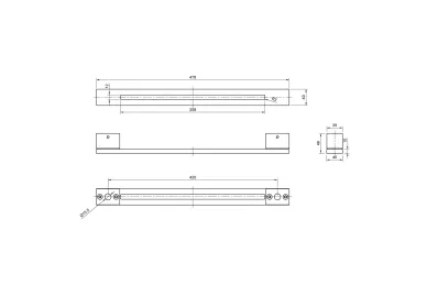 PSG 64.P7DP90500.SUM Double-sided rectangular handrail 90°, steel, black, 40x478mm (universal, painted)