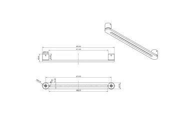 PSG 64.P9DP90500.SUM Pochwyt dwustronny prostokątny 90°, stalowy, czarny, 40x500mm (uniwersalny, malowany)