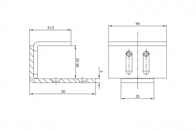PSG 76.057 Guide inférieur pour portes dans le système barn door réglable, 25-38 mm