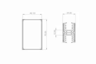 PSG A04.5072.016.AUR Uchwyt wzmacniający, aluminiowy, prostokątny – 70X48 mm, łącznik między taflami szkła, 16–17,52 mm, surowy