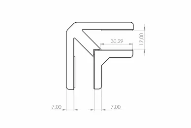 PSG A04.5295.012.AUR Uchwyt narożny aluminiowy do łączenia szkła – 50X63 mm, szkło 12–13,52 mm, aluminium, surowy