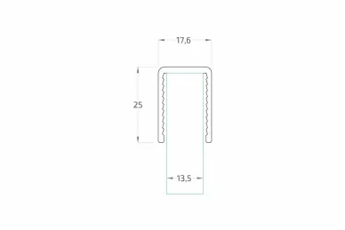 PSG A04.9010.012.00 Rectangular aluminum handrail 17.6 x 25 mm – for glass 12 – 13.52 mm thick, 5 m – kozza