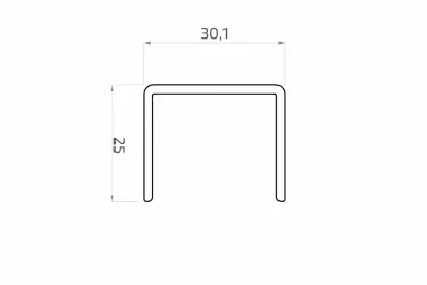 PSG A04.9010.016.020.00 Rectangular aluminum handrail 30.1 x 25 mm – for glass 16 – 21.52 mm thick, 5 m – kozza