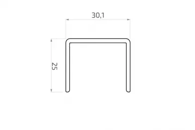 PSG A04.9010.016.020.50 Pochwyt aluminiowy prostokątny 30,1 x 25 mm, czarny RAL9005 – na szkło o grubości 16 – 21,52 mm, 5 m – kozza