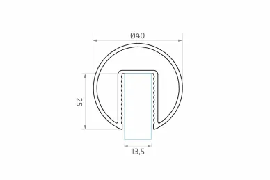 PSG A04.9020.012.00 Pochwyt aluminiowy okrągły fi 40 mm – na szkło o grubości 12 – 13,52 mm, 5 m – kozza
