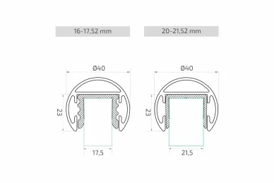 PSG A04.9020.016.020.00 Pochwyt aluminiowy okrągły fi 40 mm – na szkło o grubości 16 – 21,52 mm, 5 m – kozza
