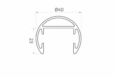 PSG A04.9020.016.020.00 Round aluminum handrail dia. 40 mm – for glass 16 – 21.52 mm thick, 5 m – kozza