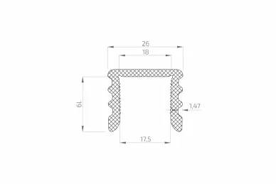 PSG A04.9200.016.05 Gasket for aluminum handrail – for glass 16 – 17.52 mm thick, 5 m – kozza