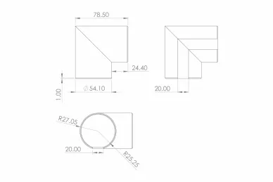 PSG A04.9510.010.01 Łącznik balustrady, kolano do pochwytu aluminiowego okrągłego – fi 40 mm, 90°, kozza
