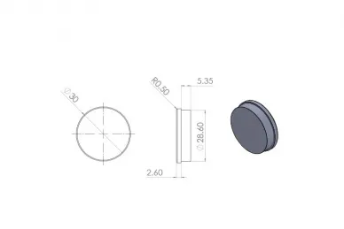 PSG A04.9900.030.10 Zaślepka aluminiowa do otworów montażowych profili balustrad l, KE105 (aluminium, syst.płaski, surowa)