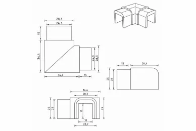 PSG A04.K90POZ1031.AXA Kolano aluminiowe, narożne, poziome do pochwytu nakładanego na szkło PS1031 - 90 stopni, szkło 16 - 17,52 mm, anoda matowa