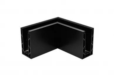 PSG A04.KE100.100.50 Profil u narożny do balustrad całoszklanych KE100, czarny, 90°, wewn., moc. od góry (aluminium, syst.płaski, malowany)