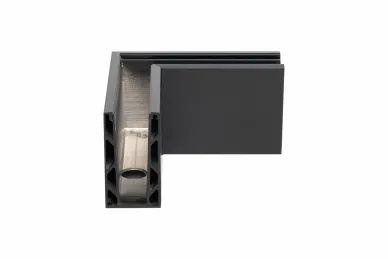 PSG A04.KE100.110.50.7021 Profil u narożny do balustrad całoszklanych KE100, ciemnoszary, 90°, zewn., moc. od góry (aluminium, syst.płaski, malowany)
