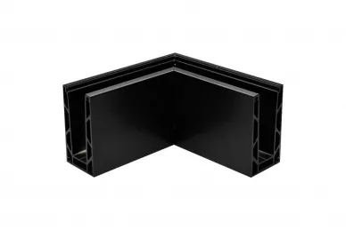 PSG A04.KE100.110.50 Profil u narożny do balustrad całoszklanych KE100, czarny, 90°, zewn., moc. od góry (aluminium, syst. płaski, malowany)