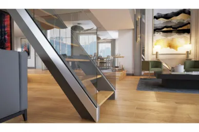 PSG A04.KE120.500.20 U-profile for frameless glass balustrades KE120, glass 12-21.5 mm, 5M, side-mounted (aluminum, flat system, matte anodized)