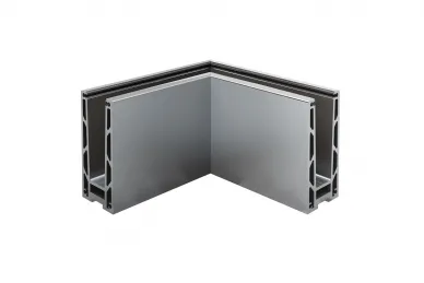PSG A04.KF1000.100.20 U-profile corner for frameless glass balustrades KF1000, 90°, outer, top-mounted, drainage (aluminum, flat system, matte anodized)