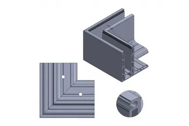 PSG A04.KF1050.110.20 L-profile corner for frameless glass balustrades KF1050, 90°, inner, longitudinal top-mounted (aluminum, flat system, matte anodized)